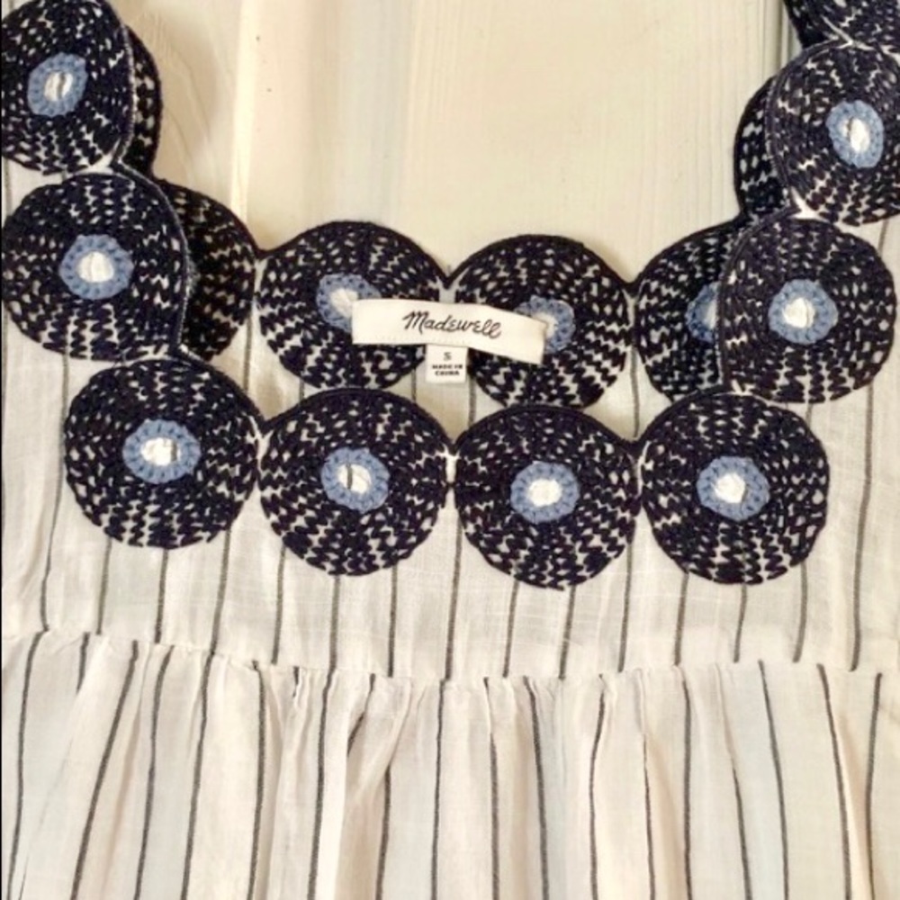 Madewell White and Blue Embroidered Tunic Dress. - Picture 5 of 6